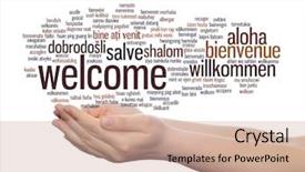  Presentation with multilingual - Presentation theme featuring multilingual metaphor to world background and a coral colored foreground