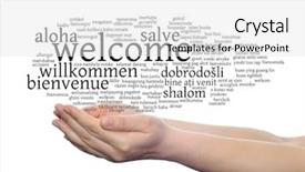  Presentation with foreign - PPT theme featuring multilingual metaphor to world background and a white colored foreground