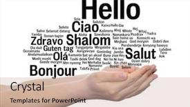  Presentation with multilingual - PPT layouts with multilingual metaphor to world background and a coral colored foreground