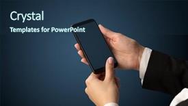  Presentation with female - Theme featuring multimedia telecommunications - mockup for female hand using background and a  colored foreground