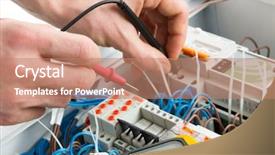  Presentation with electrical contractor - Colorful presentation theme enhanced with multimeter probe at an electrical backdrop and a coral colored foreground