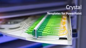  Presentation with fiber optic - PPT theme with multimodal transport - fiber optic cable management system background and a navy blue colored foreground