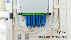  Presentation with optic - Presentation design having multimodal transport - fiber optic cablel connect background and a light gray colored foreground