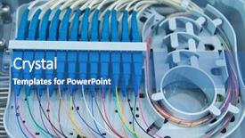  Presentation with optic - Colorful slide deck enhanced with multimodal transport - fiber optic cablel connect backdrop and a  colored foreground