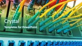  Presentation with optic - Beautiful presentation theme featuring multimodal transport - fiber optic cables data network backdrop and a ocean colored foreground