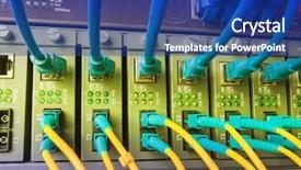  Presentation with fiber optic - Presentation theme having multimodal transport - fiber optic cables data network background and a  colored foreground