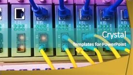  Presentation with data center - Audience pleasing slide deck consisting of multimodal transport - fiber optic equipment backdrop and a teal colored foreground