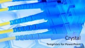  Presentation with optical communication - Presentation theme featuring multimodal transport - fiber optical connect to communication background and a light blue colored foreground