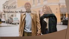  Presentation with walking together - Cool new PPT theme with multinational-beautiful-nice-couple-holding backdrop and a coral colored foreground