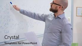  Presentation with lecture hall - Cool new theme with multinational group of cheerful students backdrop and a light gray colored foreground