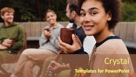 Presentation with campfire - Presentation design having multinational-people-drinking-tea background and a red colored foreground