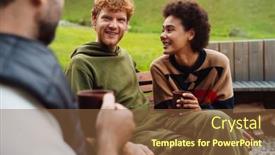  Presentation with campfire - Slides featuring multinational-people-drinking-tea background and a tawny brown colored foreground