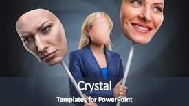  Presentation with grey - Audience pleasing PPT theme consisting of multiple alternatives - businesswoman choosing face over grey backdrop and a ocean colored foreground