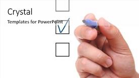  Presentation with three for one - Presentation theme with multiple alternatives - hand choosing one of three background and a white colored foreground