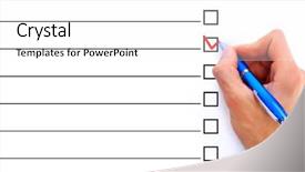  Presentation with three - Slides with multiple alternatives - hand choosing one of three background and a white colored foreground