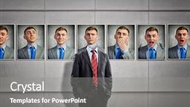  Presentation with horse racing portrait - Slide set featuring multiple alternatives - portrait of headless businessman background and a gray colored foreground