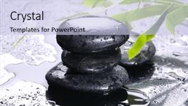  Presentation with spa stones leaves - Audience pleasing presentation theme consisting of multiple alternatives - spa black stones and leaves backdrop and a  colored foreground