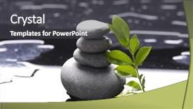  Presentation with spa stones leaves - PPT theme featuring multiple alternatives - spa black stones and leaves background and a  colored foreground