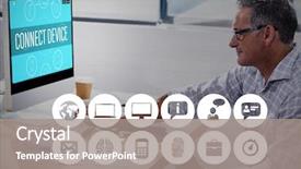  Presentation with white pigeon against the blue - Presentation theme having multiple blue icons against profile background and a gray colored foreground