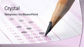  Presentation with survey - Colorful slides enhanced with multiple choice examination form backdrop and a sky blue colored foreground