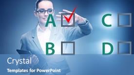  Presentation with choice - Presentation theme consisting of multiple-choice-test-question-concept background and a teal colored foreground