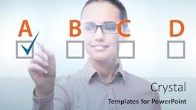  Presentation with multiple choice checkbox - Slide deck having multiple-choice-test-question-concept background and a light blue colored foreground