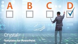  Presentation with choice - Slide deck having multiple-choice-test-question-concept background and a light blue colored foreground