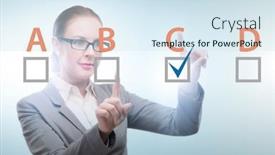  Presentation with choice - Presentation design with multiple-choice-test-question-concept background and a sky blue colored foreground