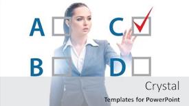  Presentation with choice - Slide set enhanced with multiple-choice-test-question-concept background and a light gray colored foreground