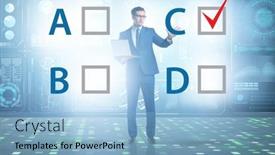  Presentation with choice - Slides featuring multiple-choice-test-question-concept background and a light blue colored foreground