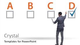  Presentation with choice - Presentation design featuring multiple-choice-test-question-concept background and a white colored foreground