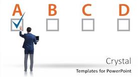  Presentation with choice - Slide set enhanced with multiple-choice-test-question-concept background and a white colored foreground