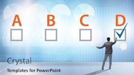  Presentation with choice - Presentation theme having multiple-choice-test-question-concept background and a light blue colored foreground