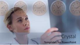  Presentation with medical technology - Presentation consisting of multiple-clocks-over-caucasian-female background and a  colored foreground