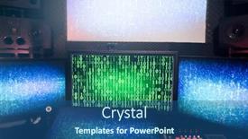  Presentation with system computer - Slide set enhanced with multiple-computer-monitors-showing-coding background and a ocean colored foreground