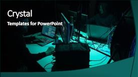  Presentation with mail server - Theme consisting of multiple computers and infected virus background and a black colored foreground