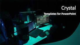  Presentation with mail server - Beautiful PPT theme featuring multiple computers and infected virus backdrop and a black colored foreground
