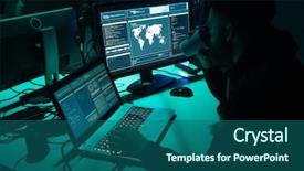  Presentation with mail server - Slide deck consisting of multiple computers and infected virus background and a ocean colored foreground