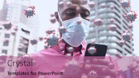  Presentation with cells - Presentation theme featuring multiple-covid-19-cells-against background and a coral colored foreground