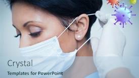  Presentation with white cells - Cool new slide set with multiple-covid-19-cells-against backdrop and a light blue colored foreground