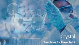  Presentation with covid coronavirus - Beautiful slide deck featuring multiple-covid-19-cells-against backdrop and a teal colored foreground