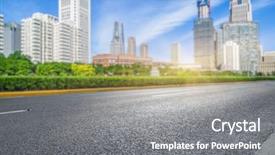  Presentation with columns ancient roman road city - Slide set consisting of multiple directions - clean asphalt road with city background and a  colored foreground