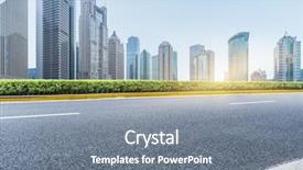  Presentation with asphalt road - Amazing presentation design having multiple directions - clean asphalt road with city backdrop and a  colored foreground