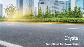  Presentation with asphalt road - Slide deck having multiple directions - clean asphalt road with city background and a  colored foreground