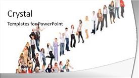  Presentation with groups - Presentation design consisting of multiple directions arrows - isolated groups many colleagues background and a  colored foreground