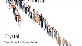  Presentation with united - Audience pleasing theme consisting of multiple directions arrows - many colleagues united company backdrop and a  colored foreground