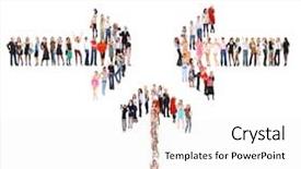  Presentation with concept - PPT theme consisting of multiple directions arrows - many colleagues workforce concept background and a white colored foreground