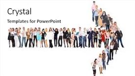  Presentation with culture - Colorful PPT theme enhanced with multiple directions arrows - standing together office culture backdrop and a white colored foreground