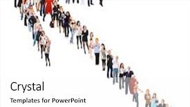  Presentation with team building on white - Slides with multiple directions arrows - team over white many colleagues background and a white colored foreground