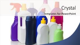  Presentation with product - Slide set having multiple house cleaning products background and a sky blue colored foreground